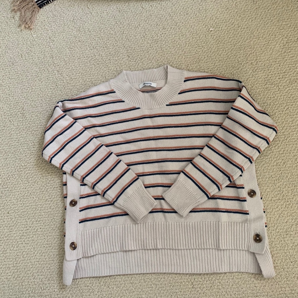 Striped Button Back Sweater - Picture 2 of 4